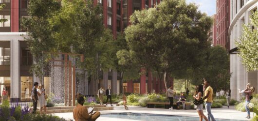 Computer-generated view of the landscaped courtyard at Trillium, London W2